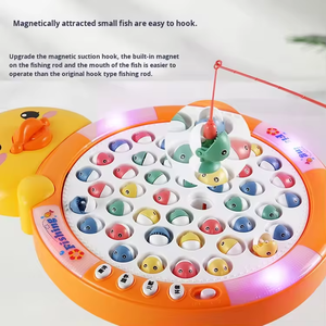 Jouet de table de pêche pour enfants personnalisé, <span class=keywords><strong>jeu</strong></span> d'apprentissage précoce multifonctionnel avec lumières, musique et base rotative, jouet éducatif en plastique - Product Image 4