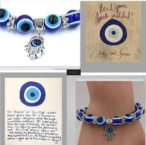 Braccialetti con perline in resina blu scuro da 10 mm con occhio turco del diavolo per uomo e donna - Product Image 3