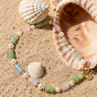 Collier en pierres naturelles colorées de conception originale, perles d'eau douce, mélange de pierres précieuses, fermoir OT, bijoux bohèmes personnalisés
