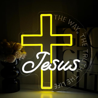 Enseigne néon LED de foi chrétienne avec motif croix, colombe sainte et Jésus, décoration murale religieuse personnalisée pour intérieur et fêtes