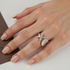 Fashion <b>Rings</b> Star Shell Design 18K Gold Color Women's Party Jewelry - Product Image 4