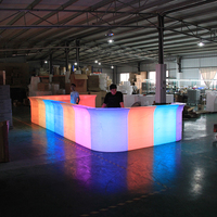 Comptoirs de bar commerciaux éclairés, aspect élégant, bar à cocktails portable à LED, produits rotomoulés