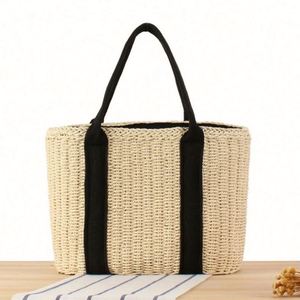Wholesale Summer <b>Beach</b> Travel Paper Woven <b>Bag</b> Handmade Woven <b>Large</b> Capacity Vacation Tote Straw <b>Bag</b> - Product Image 4