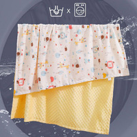 Nouvelle couverture en peluche pour bébé à double couche avec motif de dessin animé, couverture quatre saisons