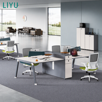 Poste de travail LIYU, bureau partagé pour 2 personnes, table de bureau en open space avec écran de confidentialité, meuble de rangement, chaise ergonomique