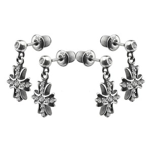 S925 Sterling Silver Cross Drop Earrings With Crystal Inlay For Men Everyday Wear - Product Image 1