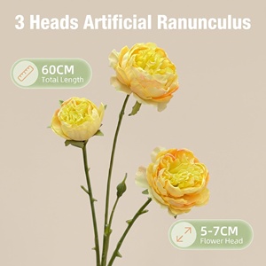 Pivoine artificielle à 3 têtes avec bords brûlés, 60 cm, fausse pivoine, têtes de 5-7 cm, tissu anti-décoloration, pour décoration de mariage, hôtel, maison, événements, vente en gros, OEM, ODM - Product Image 1