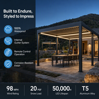 Pergola motorisée de luxe en aluminium à toit rigide imperméable pour jardin et extérieur, certifiée CE