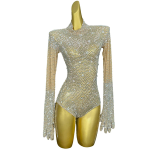 Body Sexy de Manga Larga con Pedrería para Mujer, Traje de Fiesta, Atuendo para Festival, Leotardo para Danza Aérea, Disfraz de Bailarina para DJ, Espectáculo en <span class=keywords><strong>Las</strong></span> Vegas - Product Image 3