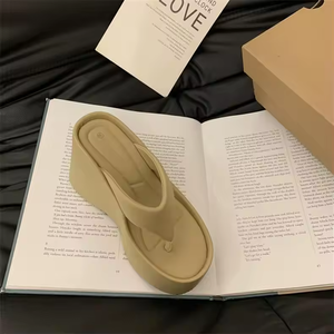 Stylish Silver Chunky Sole Toe Post <b>Womens</b> Slippers Trendy Ladies Slippers <b>Women</b> Wedge Heel <b>Shoes</b> Casual Outdoor Slippers <b>Shoes</b> - Product Image 4