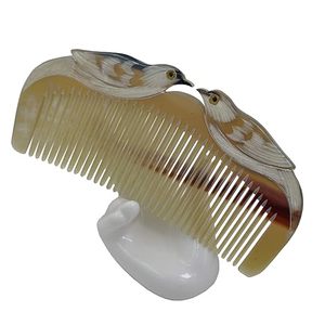 Peine de cuerno de búfalo natural tallado a mano, antiestático, estilo vintage, de dientes finos, decorativo, de bolsillo - Product Image 4
