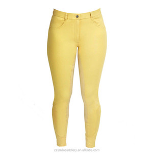 Cómodos pantalones de montar para mujer de elastano, de cintura baja, con asiento completo, parches de gamuza en las rodillas, resistentes al pelusamiento y a la abrasión, con dos bolsillos. - Product Image 1