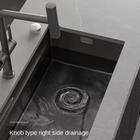 Nouveau évier de cuisine en acier inoxydable 304 grand bassin simple conception de cascade affichage numérique quatre liquides en nid d'abeille en relief pour la main