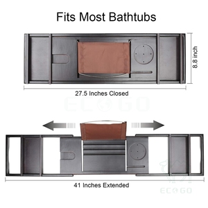 Plateau de baignoire en bambou de luxe avec livre et porte-vin marron - Product Image 2