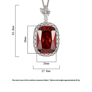 Collier pendentif vintage en cuivre écologique avec grand zircon cubique rouge taille coussin pour femme, idéal pour le quotidien, les fêtes ou comme cadeau - Product Image 2
