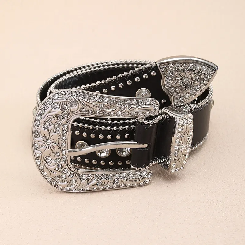 High Quality Fast Delivery Crystal Men Women Unisex Diamond Rhinestone Western Sparkle Designer Bb Simon Leather Belts