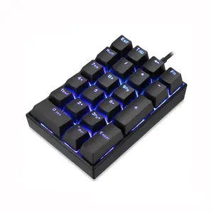 K23 teclado com fio usb teclado mecânico, com 21 teclas, luz de fundo azul, teclado com outuem, interruptor azul