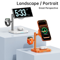 Base de Carga Inalámbrica Rápida de 25W, 3 en 1, con Luz Nocturna Magnética, Estación de Carga de Escritorio para Auriculares y Reloj Inteligente