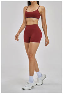 Conjunto de Yoga con Logotipo Personalizado, Estilo Naked Feel, Sexy, con Tirantes Finos, Top Deportivo y Pantalones Cortos, Traje Deportivo sin Costuras de 2 Piezas para Gimnasio y Entrenamiento - Product Image 6