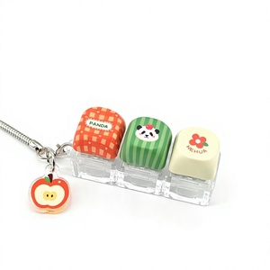 Clear Plastic Keycap Clicker Keychain With Blue Buttons For Universal Mechanical Keyboard Fidget Toy - Product Image 4