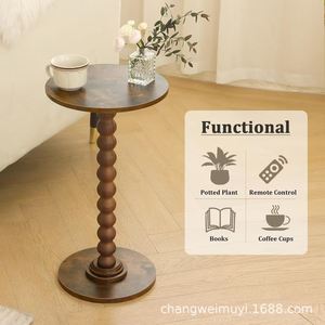 Mesa auxiliar redonda de madera maciza Chang Wei, 11,8 pulgadas de diámetro, 21,6 pulgadas de altura, mesa de centro portátil para sala de estar, balcón, dormitorio - Product Image 2