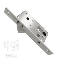 Serrure à mortaise moderne pour porte coulissante de salle de bain avec quincaillerie en acier inoxydable 304, sans clé, chromé brillant
