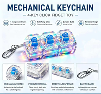 Porte-clés mécanique à 3 touches avec lumière LED, transparent RGB, anti-stress, jouet clicker, cadeau promotionnel