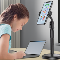 Support de téléphone de bureau multifonctionnel rétractable et réglable en hauteur en ABS pour diffusion en direct