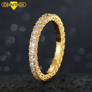 Hiphop Neuestes Design Iced Out 1 Reihe Tennis CZ Diamant Ring Rock Schmuck Custom Ring für Männer Zirkon HopHip Regenbogen Ring