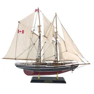 木制蓝色有限模型帆船纪念品加拿大著名美洲杯赛艇模型新斯科舍省比例模型装饰