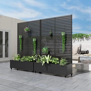 Shunuo, cama de jardín elevada de hierro, ruedas de enrejado, 72x47x16, diseño moderno, agujeros de drenaje fácilmente ensamblados, pantalla de privacidad - Product Image 3