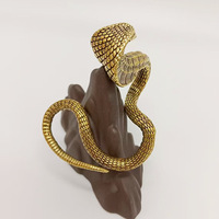 Estatua de Cobra Rey de Cobre Puro Vintage, Figura de Serpiente con Rostro Humano de Latón, Modelo Naja