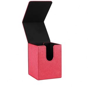 Boîte de rangement pour cartes à collectionner en cuir PU durable et portable, personnalisée pour 100 cartes, avec couvercle intégral, rouge, vente en gros FX - Product Image 2