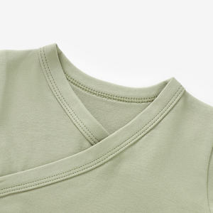 ชุดรอมเปอร์เด็กอ่อนแขนกิโมโนผ้าฝ้ายออร์แกนิค 100% แบบเรียบ ไม่มีลาย  พร้อมปักโลโก้ตามสั่ง - Product Image 4