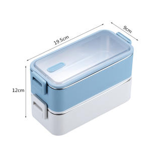 High Quality Double Layers Stainless Steel Food Storage <b>Box</b> <b>Stackable</b> <b>Lunch</b> <b>Box</b> Plastic Stainless Steel Food Container Set - Product Image 5