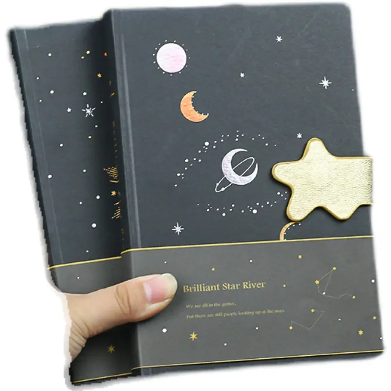 Wholesale Cheap Customised Eco Friendly starry Notebook black paper Journals journal self-care study a4 pocket kawaii Planner