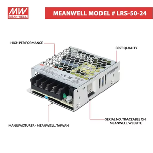 LRS-50-24 - 24V 2.2A 52.8W MeanWell SMPS แหล่งจ่ายไฟแบบโลหะสำหรับแผงควบคุม - Product Image 5