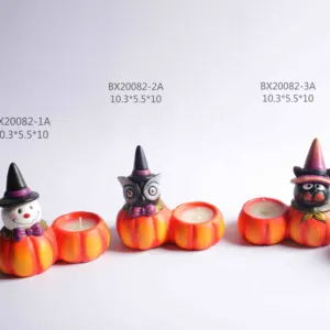 Halloween Ghost Owl Bat Phù Thủy Nến Màu Cam Bí Ngô Với Đen Batty Grin Jar Nến Chủ