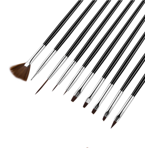 Lot de 10 pinceaux à manche en plastique noir pour nail art, gel, acrylique, lignes fines, pour la conception de manucure - Product Image 6