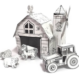 Puzzle 3D personnalisé en usine, <span class=keywords><strong>à</strong></span> <span class=keywords><strong>peindre</strong></span>, <span class=keywords><strong>à</strong></span> assembler, en carton, jouet fait main, modèle de maisonnette <span class=keywords><strong>à</strong></span> colorier DIY BF30006 - Product Image 4