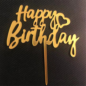 Decorazione <span class=keywords><strong>per</strong></span> <span class=keywords><strong>Torta</strong></span> di <span class=keywords><strong>Compleanno</strong></span> in Acrilico Oro e Nero con <span class=keywords><strong>Scritta</strong></span> a Mano 'Happy Birthday' <span class=keywords><strong>per</strong></span> Feste di <span class=keywords><strong>Compleanno</strong></span> Regali Adorabili - Product Image 4