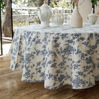 Nappe ronde de luxe en non-tissé, faite à la main, à motif floral imprimé, pour mariage, fête, banquet, hôtel – Faible MOQ, prix usine