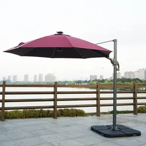 Ombrelli da giardino per esterni ombrellone di lusso con supporto laterale ombrellone da giardino a sbalzo rotondo in alluminio da 3M con luci a LED