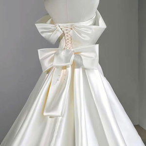 Simple Off Shoulder Sexy Backless Mermaid Soft Satin Wedding Dress <b>Bride</b> <b>Gown</b> Wm80 - Product Image 6