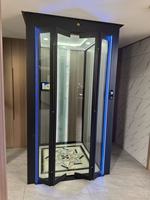 Puerta Plegable Eléctrica Negra para Viviendas, Puerta de Ascensor Plegable Automática e Inteligente