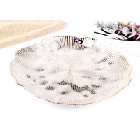 Assiettes de présentation en verre argenté en gros, assiettes en verre à bord ondulé pour mariage, événement, dîner décoratif