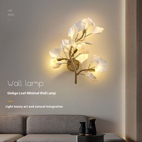 Lampe murale LED nordique de luxe 6W lampe d'art de feuille de Ginkgo avec corps en fer pour salon chambre maison ou hôtel