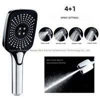 Douche carrée supérieure transfrontalière de 12 pouces, 4 fonctions, pommeau de douche à main pressurisé en acier inoxydable chromé, style Stellium
