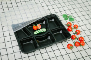 3 4 5 6 scomparti BPA Free 1000ml congelatore microonde scatole per il pranzo usa e getta Bento box plastica pp to go box vassoi per pasti neri - Product Image 3