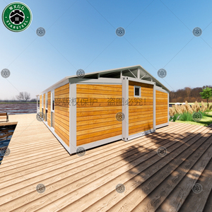 Maison conteneur pliable et extensible en forme de L, revêtue de bois horizontal, pour camping en campagne, site touristique, unité d'hébergement touristique - Product Image 6